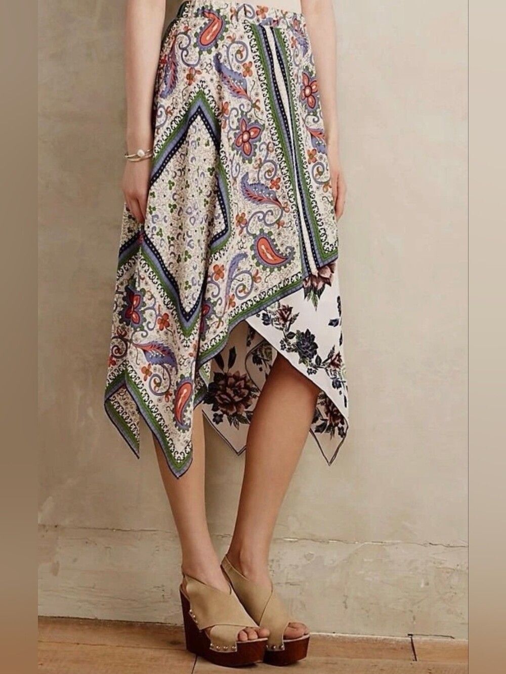 Maeve Anthropologie Paisley Handkerchief Skirt - 0